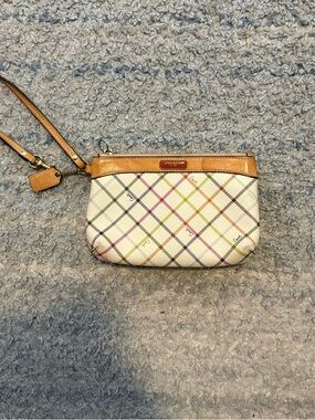 Coach Multicolor Tartan Plaid Wristlet - Heritage Collection